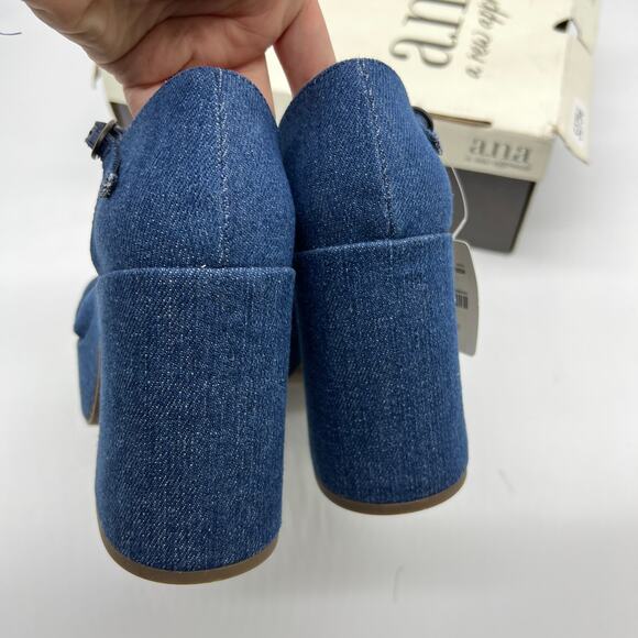 a.n.a Womens Holland Heeled Sandals Denim Platform Size 6M - Picture 10 of 12